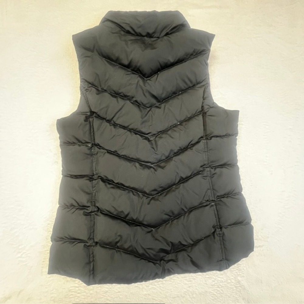 Lands End Womens Black Down Puffer Vest Chevron Quilted Full Zip‎ Small 6-8 - Picture 2 of 7